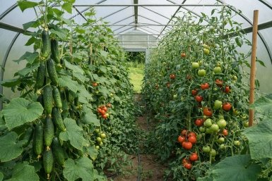 Огурцы и помидоры Сгенерировано chat.qwen.ai