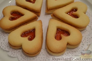 Печенье &quotСердечки&quot с малиновым джемом. Просто и от души - съедобный подарок ко Дню влюблённых russianfood.com