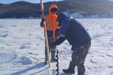 Новую ледовую переправу на Ольхон готовят на Байкале Пресс-служба правительства Иркутской области