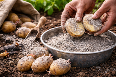 Обваливаю картофель в золе перед посадкой — клубни вкуснее, крупнее, ровнее, вредителей меньше