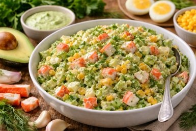 Простой детокс-салат: тот же "крабовый", но без майонеза - весной кладу 1 новый ингредиент