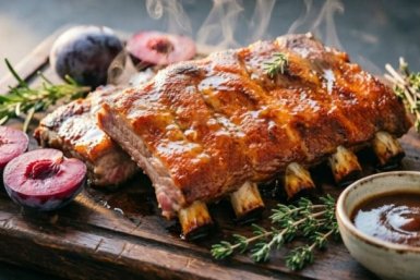 Запечённые свиные рёбра, спадающие с кости: томлёное счастье под кисло-сладкой карамелью