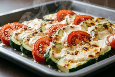 Кабачки, запеченные с помидорами и майонезом - нежные овощи и румяная сырная корочка. Простое летнее блюдо
