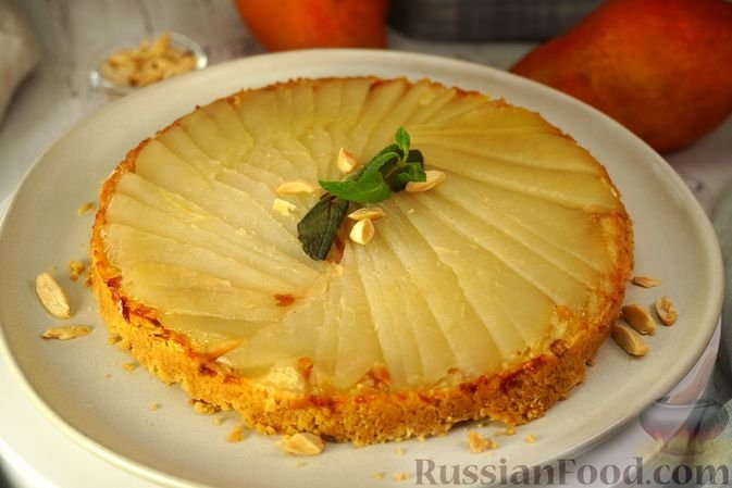 Насыпной пирог с грушами и миндалем - ленивый, но шикарный russianfood.com
