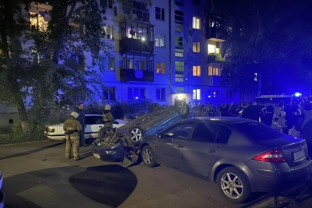 Массовое ДТП произошло во дворе Ангарска — один автомобиль перевернулся на крышу из группы &quotДТП38&quot в Telegram (18+)